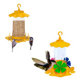 Kit Comedouro P/ Passaros Bebedouro Beija Flor Suporte Forte