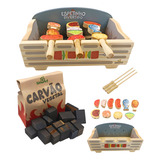 Kit Comidinha Brinquedo Educativo De Madeira Churrasqueira