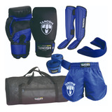 Kit Completo Azul Muaythai Luva Canel