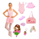 Kit Completo Ballet Infantil Bal Uniforme 6 Peas C Bolsa