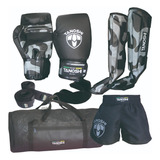 Kit Completo Camufl Muaythai Luva Canel Short Bolsa Premium