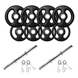 Kit Completo Halteres Anilhas E Barras Fitness - 12 Kg
