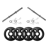 Kit Completo Musculação Fitness Barras 8kg Anilhas Presilhas