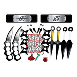 Kit Completo Naruto Cosplay Itachi Kunai Shuriken Bandana