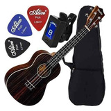 Kit Completo Ukulele Concerto Acústico Rosewood