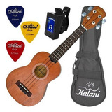 Kit Completo Ukulele Soprano Acústico C/ Capa 8135 Kalani