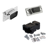 Kit Conector Db-15 Macho Vga + Capa Preta 5 Pçs .