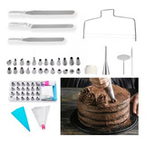 Kit Confeitar 3 Espátulas Nivelador Bico Sacos Inox Plástico