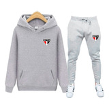 Kit Conj Moletom Canguru Calça Spfc Tricolor Torcida Blusa