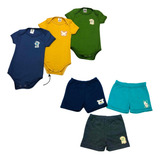 Kit Conjuntinho Bebê 3 Body + 3 Bermuda Moletom Oferta Cores