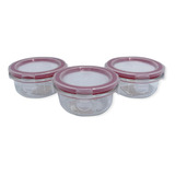 Kit Conjunto 3 Potes De Vidro Tampa Hermética 150ml Redondo