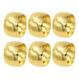 Kit Conjunto 6 Argola Anel Metal Dourado Para Guardanapo