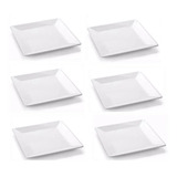 Kit Conjunto 6 Pratos De Melamina Plástico Branco Raso 25cm