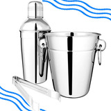 Kit Conjunto Bar Caipirinha Drink Coquetel - 3 Peças Inox