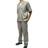 Kit Conjunto Camisa + Calça Brim Operacional Empresa Cinza
