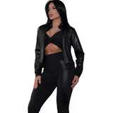 Kit Conjunto Casaco Bomber Blusa Cirre Calça Cirre Feminino