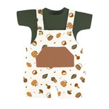 Kit Conjunto De Bebê Body Manga Curta E Jardineira Batistela