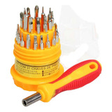 Kit Conjunto De Ferramentas Md9 Com 31 Mini Chaves Laranja