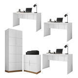 Kit Conjunto Escritório 5 Peças Branco Cubic Caemmun