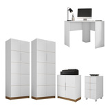 Kit Conjunto Escritório 5 Peças Cubic Branco Caemmun