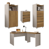 Kit Conjunto Escritório Studio 5 Peças Marrom Caemmun Cor Marrom-claro