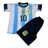 Kit Conjunto Infantil Argentina Azul E Branco 