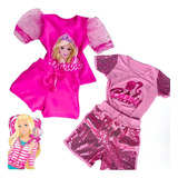 Kit Conjunto Infantil Barbie Short Blusa Mini Blogueirinha
