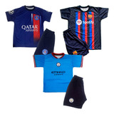 Kit Conjunto Infantil Futebol Camisa Short Uniforme 3 Times