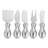 Kit Conjunto Jogo Cortar Queijo Inox 5 Pcs Facas Espatula