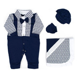 Kit Conjunto Maternidade Bebê Menino Miguel Roupinha 4 Peças
