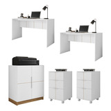 Kit Conjunto Para Escritório 5 Peças Cubic Branco Caemmun