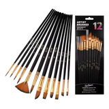 Kit Conjunto Pincel Aquarela Oleo Acrilico Pintura Artisitca