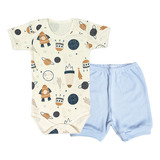 Kit Conjunto Roupa De Bebê Body E Short Enxoval Verão 2 Pças