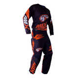 Kit Conjunto Roupa Motocross Amx Duo Trilha Enduro Laranja
