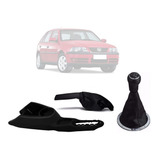 Kit Console + Bola Cambio + Coifa Freio Mão Vw Gol G3