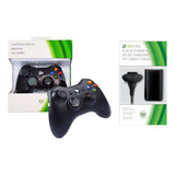 Kit Controle Xbox Sem Fio 360 Wireless + Carregador Bateria 