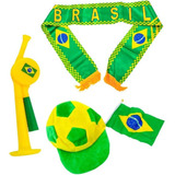Kit Copa Do Mundo Seleção Brasil Individual Chapéu Cachecol 