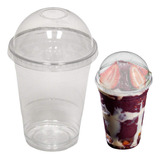Kit Copo Com Tampa Bolha 500ml Furada Descartável Festa 100u