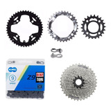Kit Coroa Shimano Alivio 44+32+22 + Corrente + Cassete 9 Vel