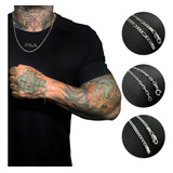 Kit Corrente E Pulseira Masculina Prata De Lei 925 2mm 60cm