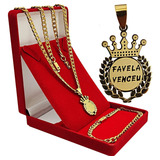 Kit Corrente Masculina Grumet + Pingente + Pulseira Banhado