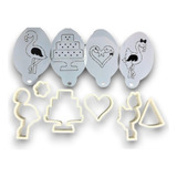Kit Cortadores De Flamingos E Bolos + Stencils