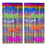 Kit Cortina Metalizada Decoração Carnaval Máscara Colorida 