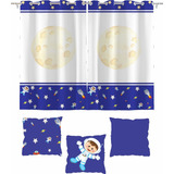 Kit Cortina Quarto Astronauta + 3