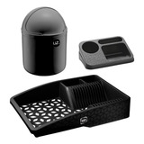 Kit Cozinha 3 Peças Escorredor + Lixeira + Organizador Pia