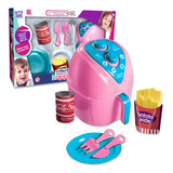 Kit Cozinha 6 Pç Brinquedo Air Fryer Happy Food Faz De Conta