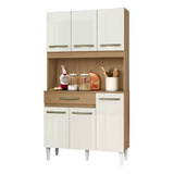 Kit Cozinha Armário Compacto 6 Portas Cleo Móveis Leartam Cor Ambar/off White
