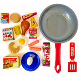 Kit Cozinha Brincar Frigideira C/ Comidinhas Infantil 18pcs