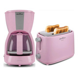 Kit Cozinha Britânia Cafeteira E Torradeira Rosa 220v