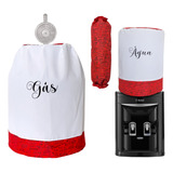 Kit Cozinha Capa Galão 20l Capa Botijão De Gás E Puxa Saco